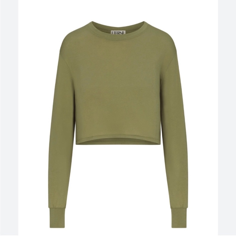 ETERNE - LONG SLEEVE CROPPED TSHIRT - OLIVE - SIZE LARGE